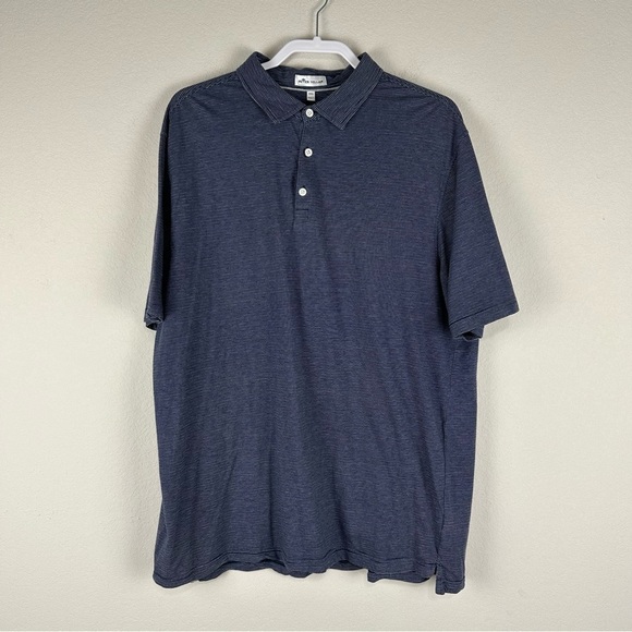Peter Millar Blue Micro Stripe Short Sleeve Golf Golfing Polo Shirt Size XXL - Picture 1 of 6